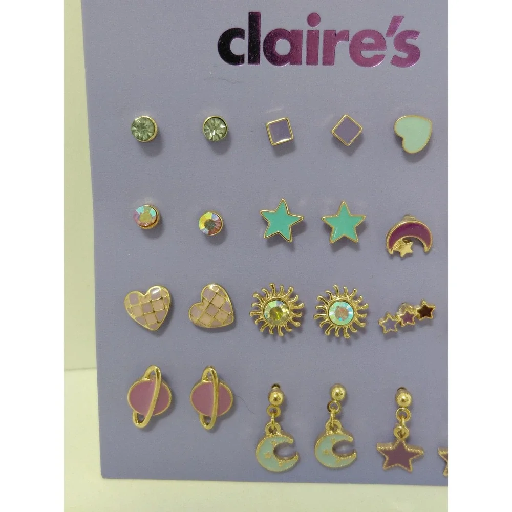 Claire's Sensitive Solutions 12 Pair Earring Set Celestial Moon Star Planet New
